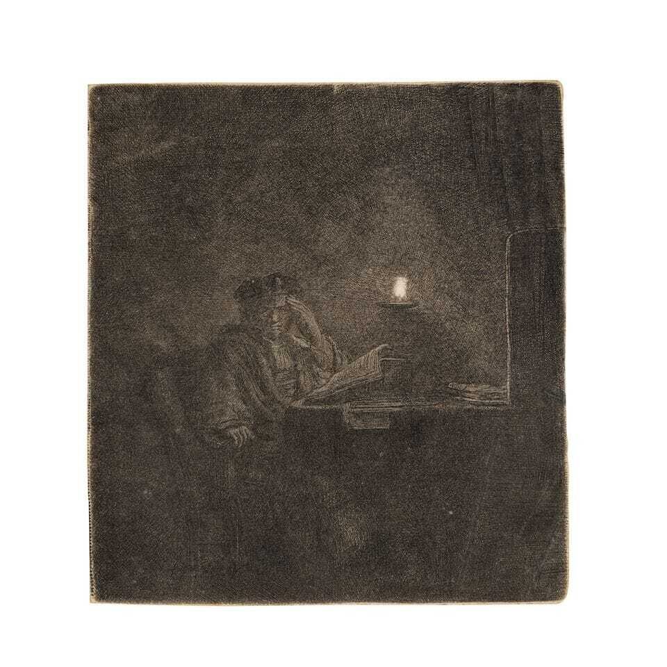 Student at a Table by Candlelight (New Hollstein 213; Bartsch 148)
