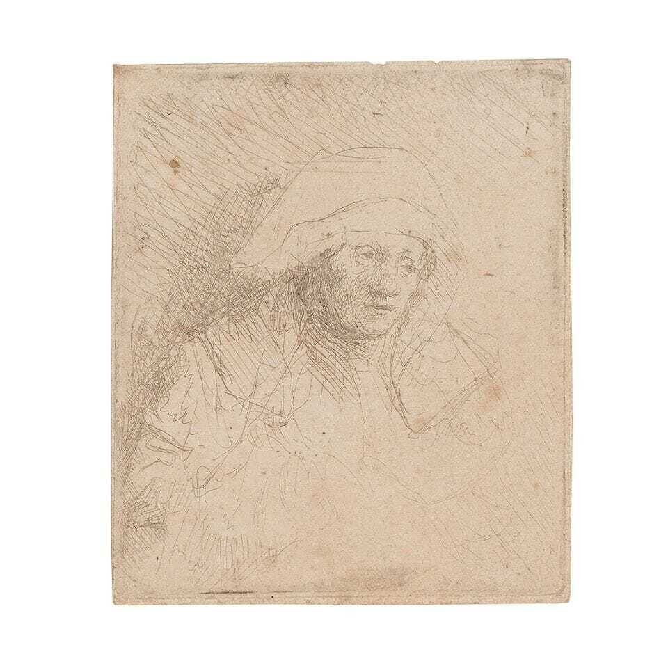 Sick Woman with a large white Headdress (Saskia) (New Hollstein 228; Bartsch 359)
