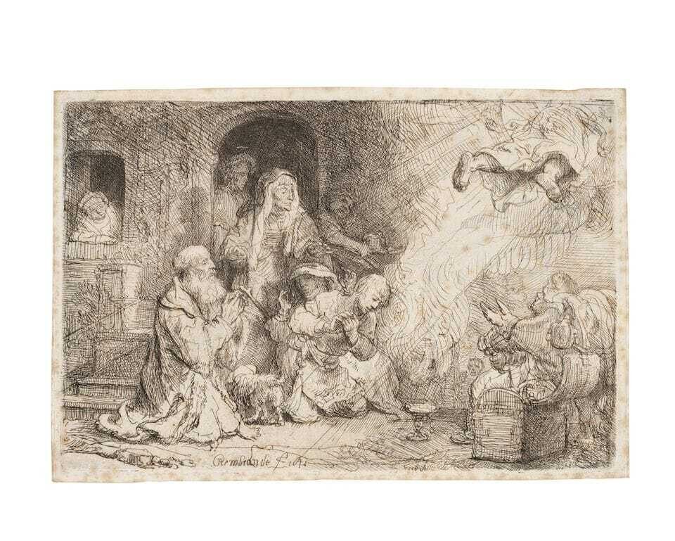 The Angel departing from the Family of Tobias (New Hollstein 189; Bartsch 43)