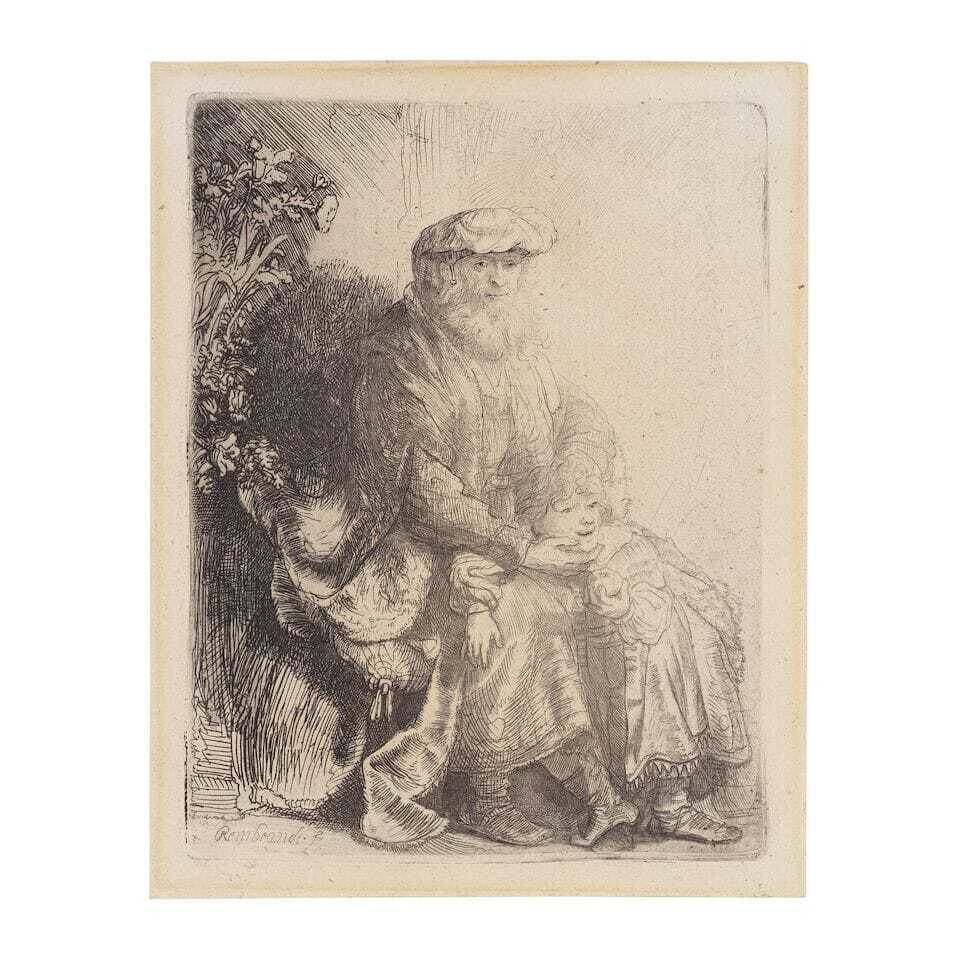 Abraham caressing Isaac (New Hollstein 165; Bartsch 33 )