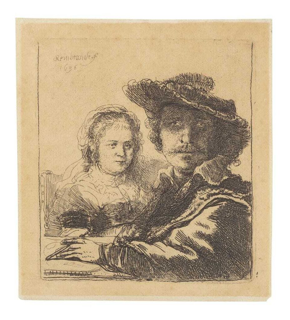Self Portrait with Saskia (New Hollstein 158; Bartsch 19)