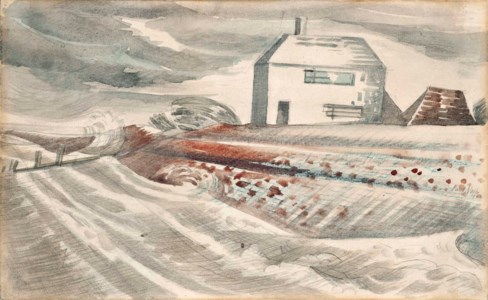 Cottage in a windswept landscape