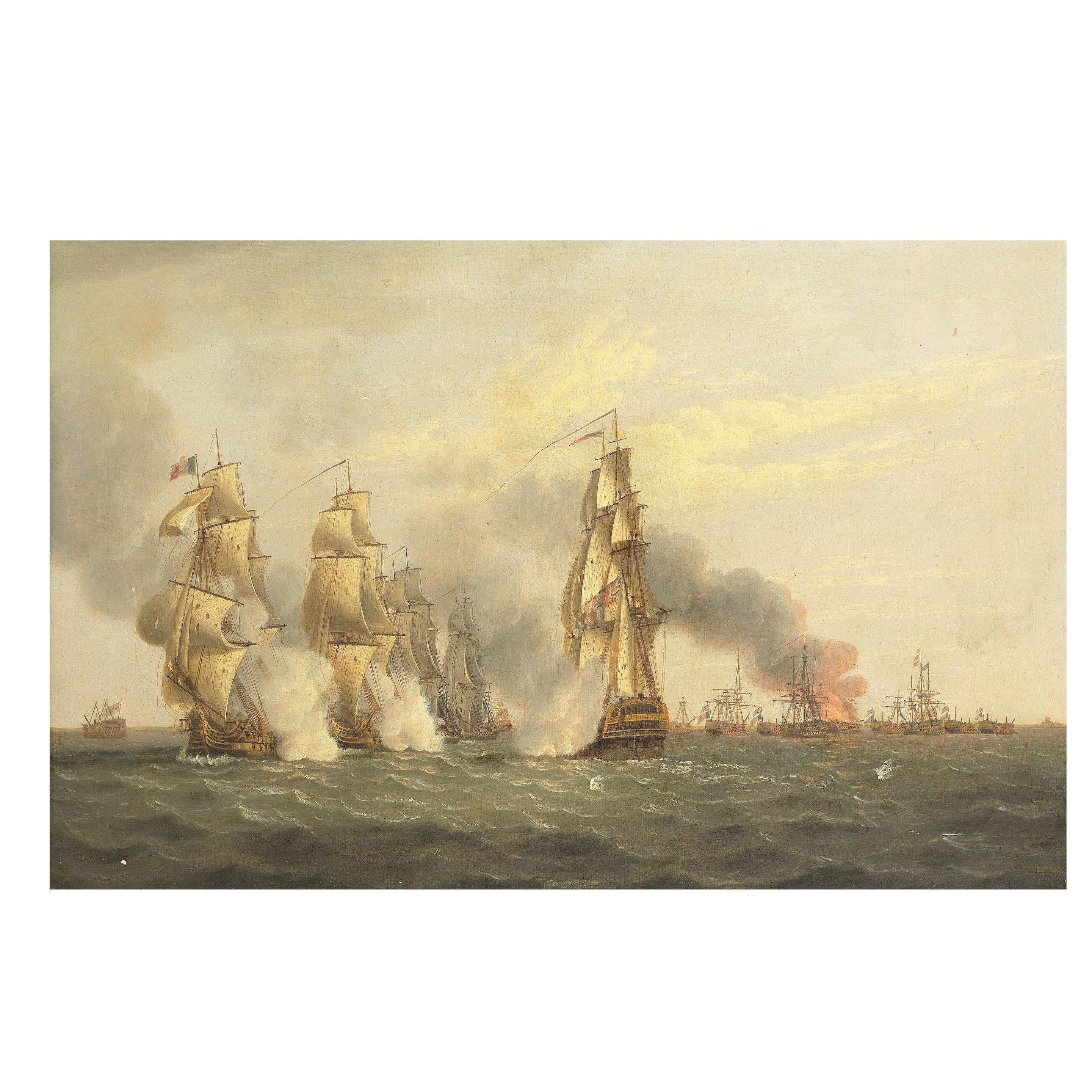 Thomas Luny (British, 1759-1837) The Battle of the Nile, 1st August 1798, a pair showing the action at its height and both depicting H.M.S. Zealous engaging the enemy