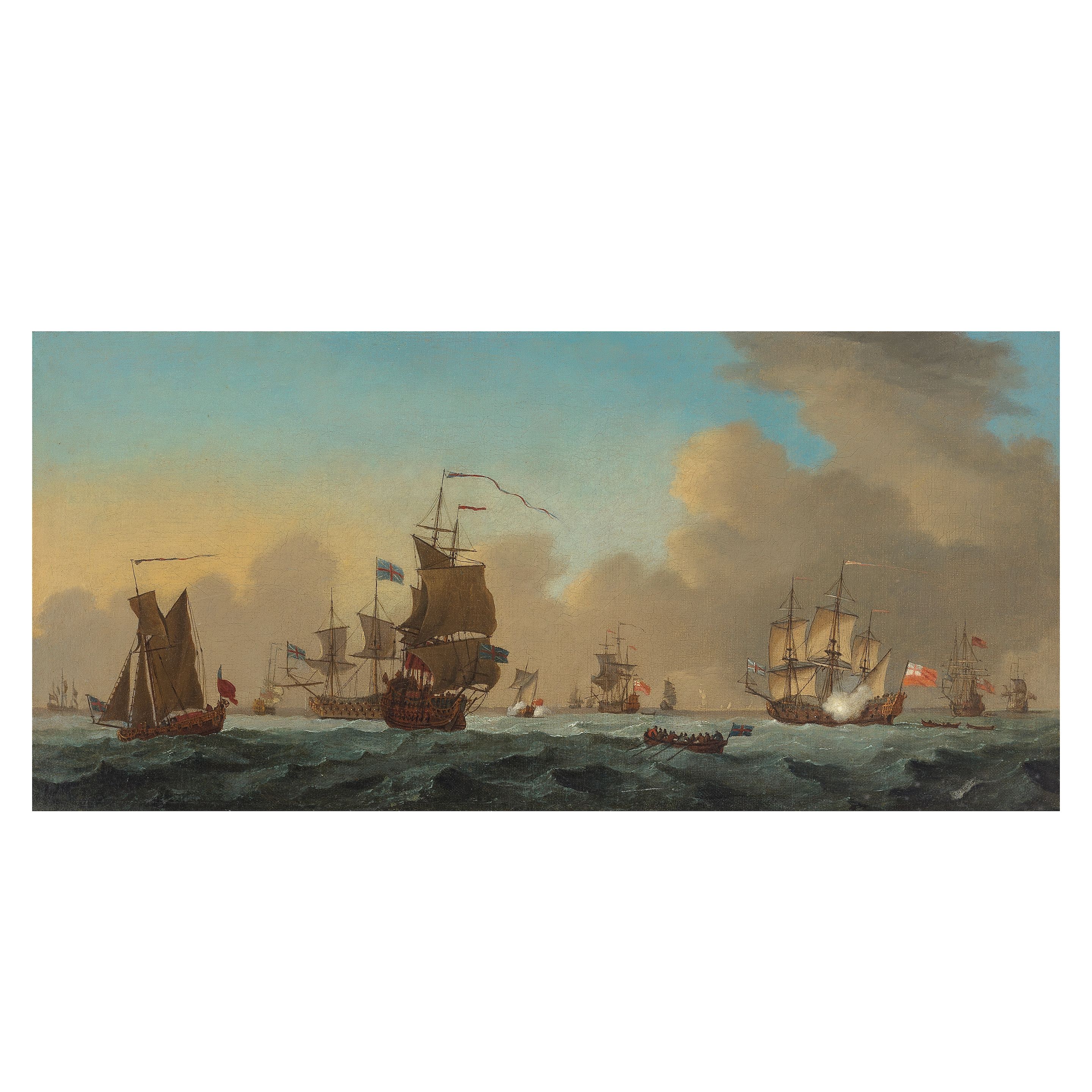Francis Swaine (British, circa 1720-1782) A British fleet in open waters