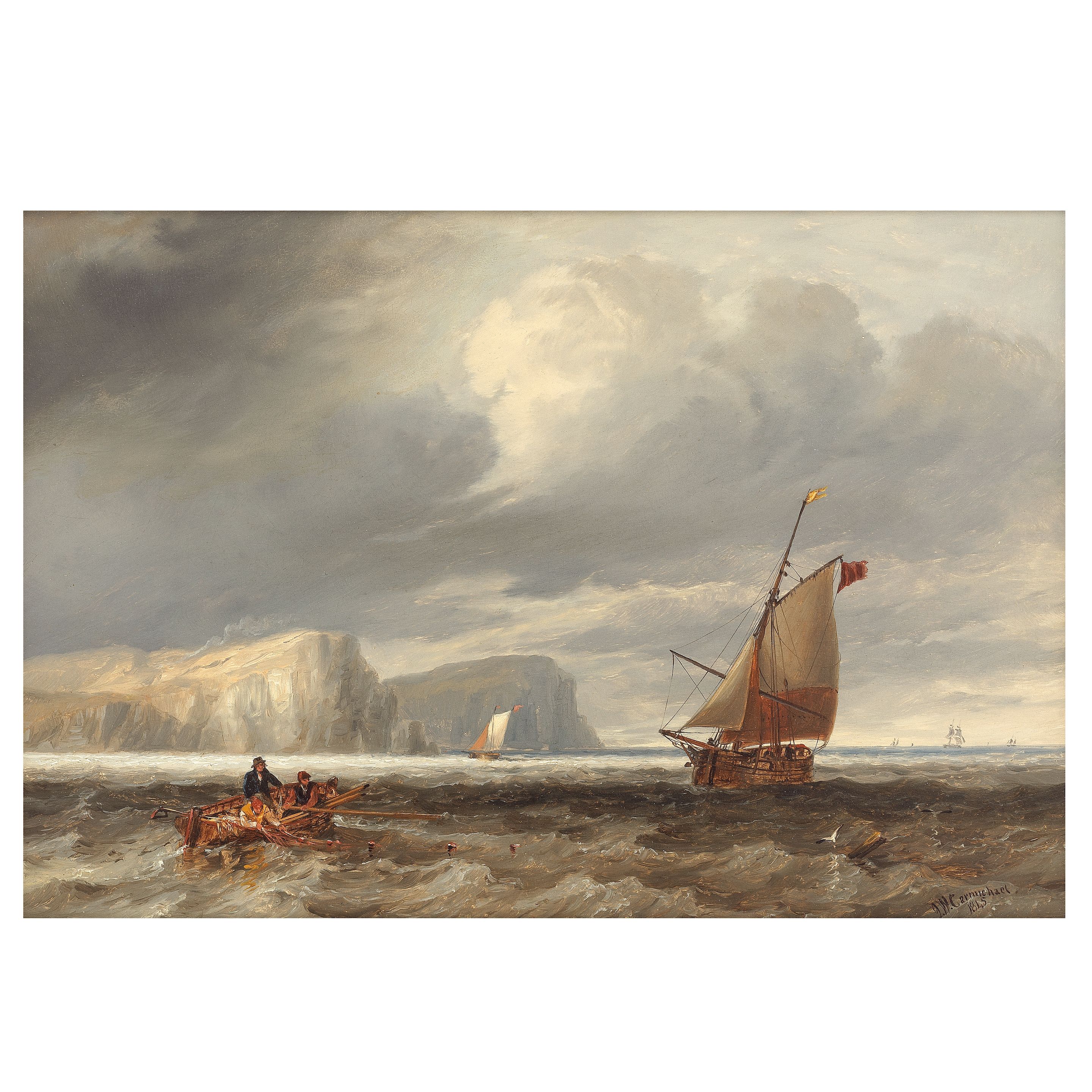 John Wilson Carmichael (British, 1799-1868) Fishermen off a coast