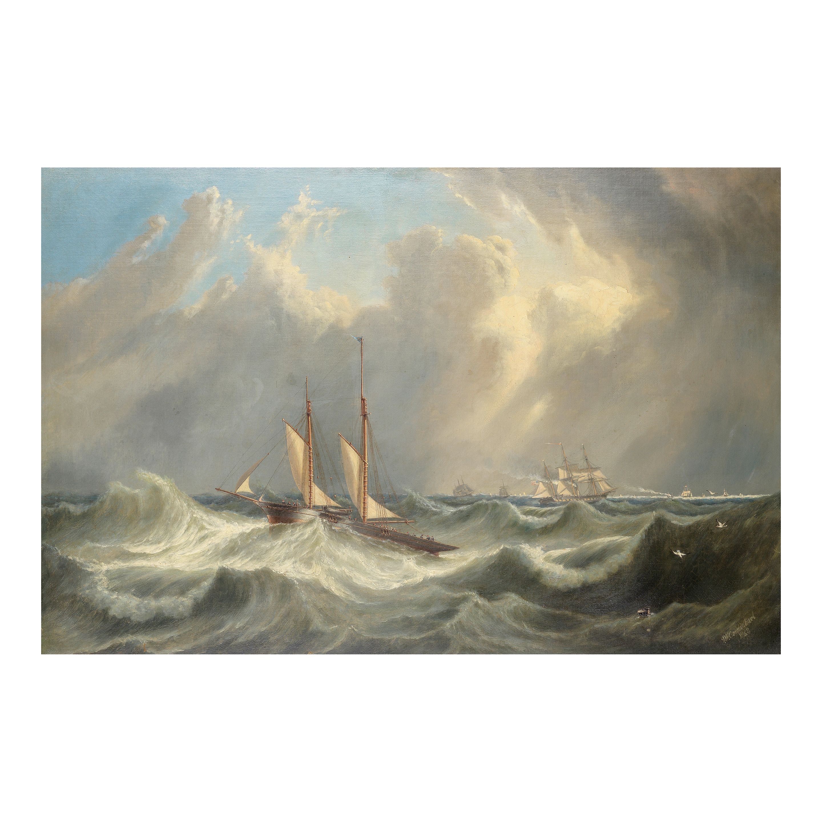 John Wilson Carmichael (British, 1799-1868) Ships in a swell