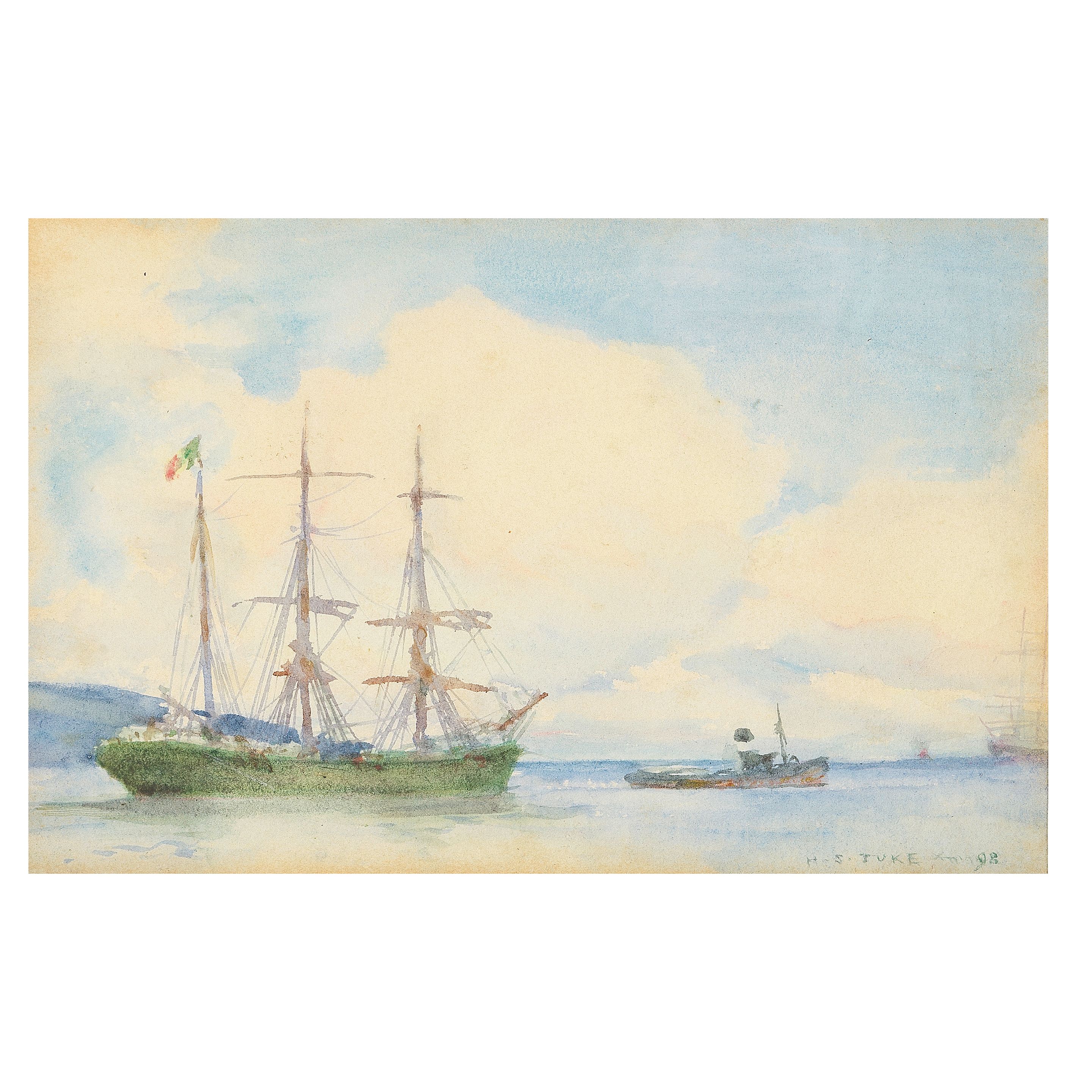 Henry Scott Tuke, RA, RWS (British, 1858-1929) Ships at anchor
