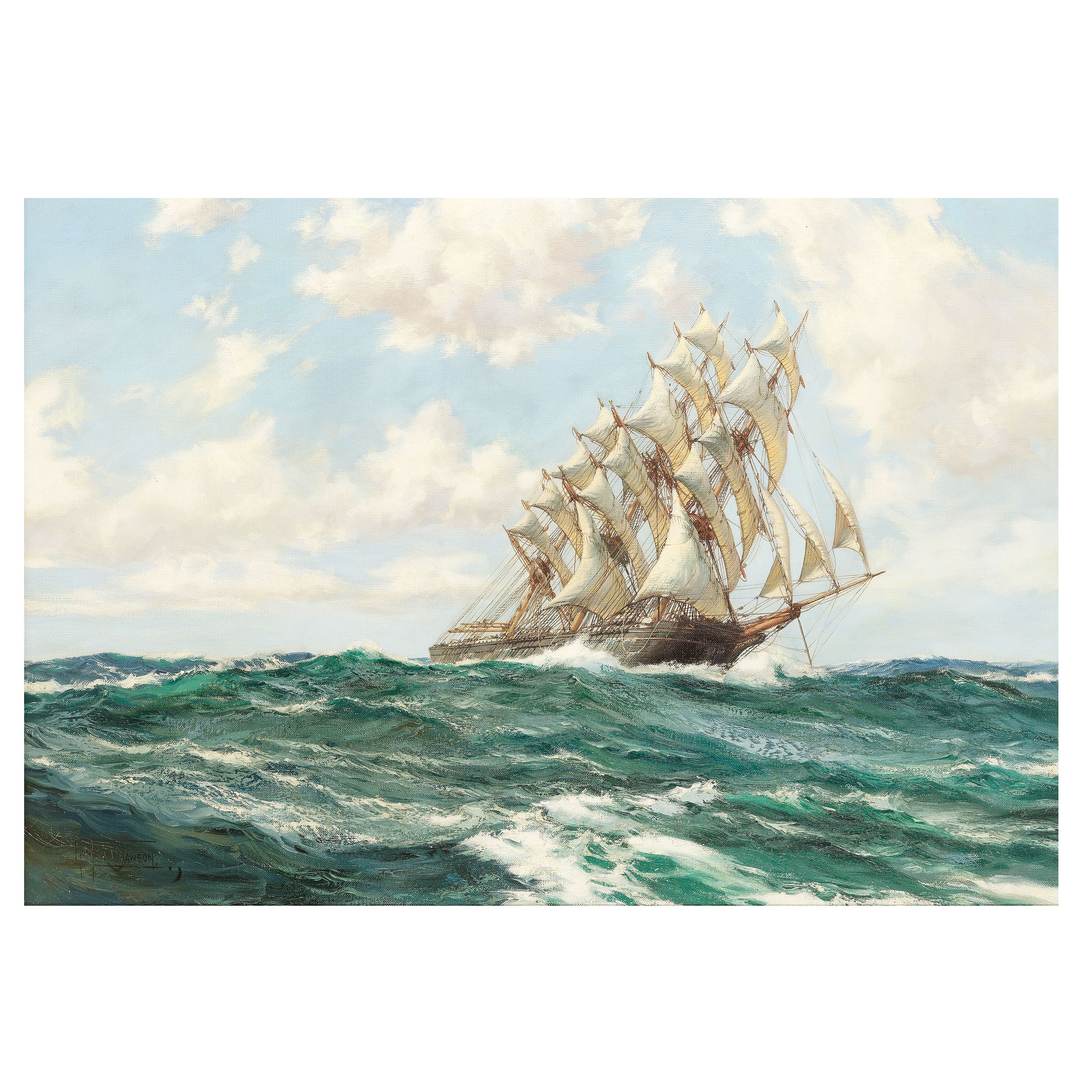 Montague Dawson (British, 1890-1973) The clipper ship Young America cracking along under full sail