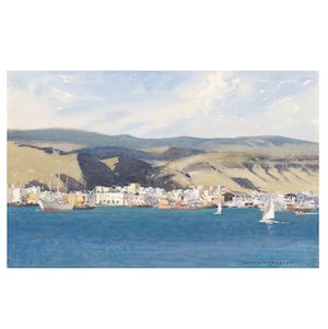 Norman Wilkinson (British, 1878-1971) Shipping in the shores of Las Palmas, Gran Canaria