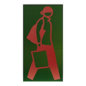 Julian Opie (British, born 1958) Man Bun, from Crossing Inkjet in colours on lenticular acrylic panel, 2021, signed in black ink and stamp-numbered 3/50 on the publisher's label affixed to the frame verso, published by Cristea Roberts Gallery, London, the full sheet, housed within the artist's designated white wooden frameOverall 1110 x 590 x 38mm (43 3/4 x 23 1/4 x 1 1/2in)
