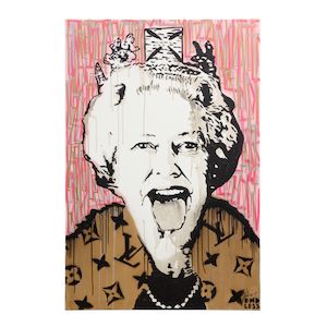 Lizzy Vuitton Pink Punk Unique acrylic and spray-paint in colours, 2020, canvas on wooden stretcher, signed in black ink, signed and dated in black ink versoOverall 1500 x 1000mm (59 x 39 3/8in)