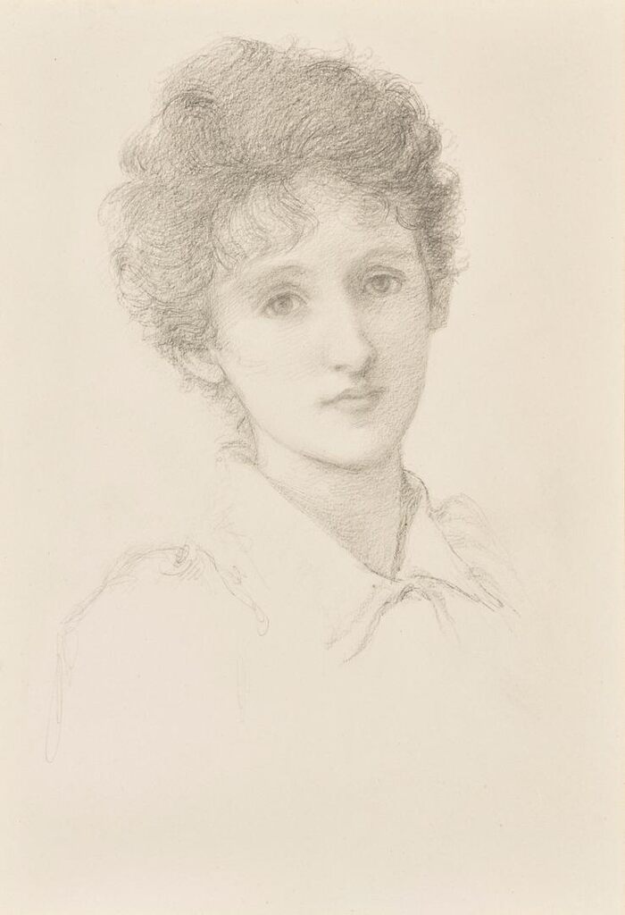 Head study of a young lady, possibly May Gaskell