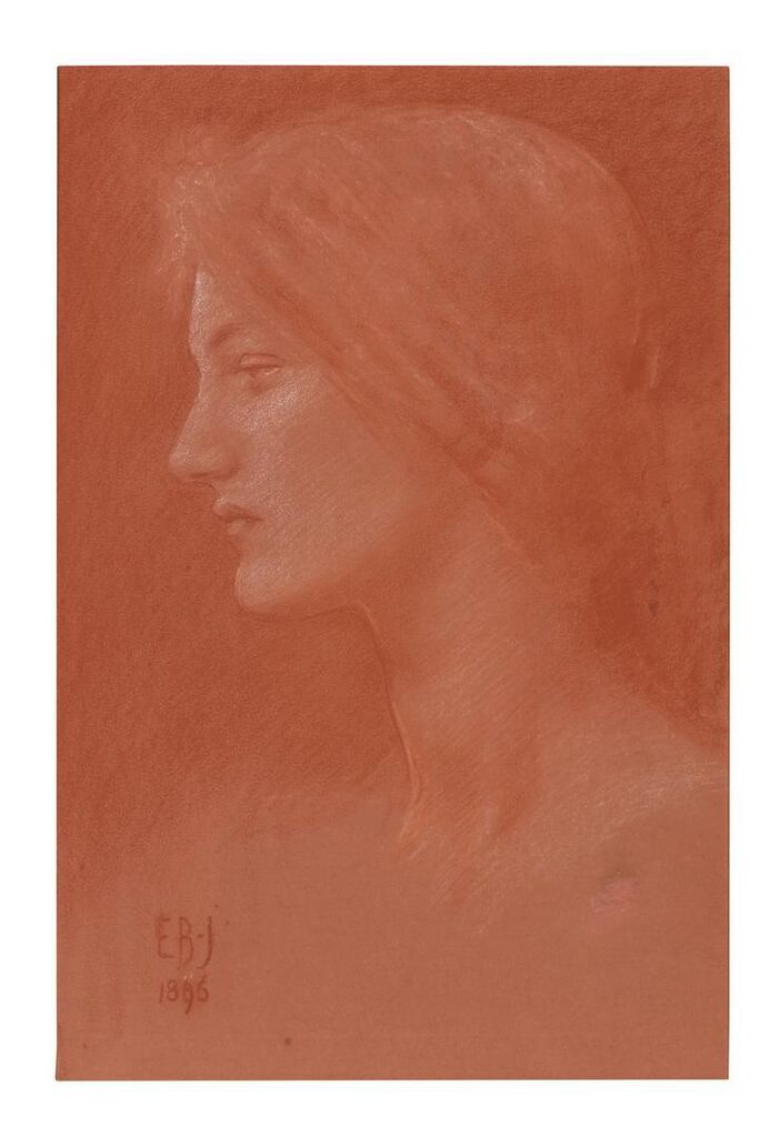 Head of a young girl in profile to the left for a Sea Nymph in Perseus and the Sea Nymphs (Perseus and the Nereids): The Arming of Perseus (Second Version), Perseus Series