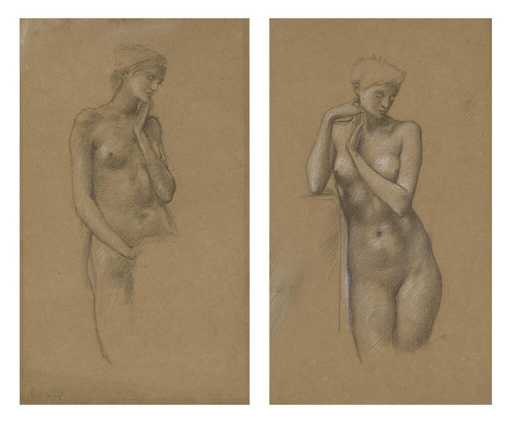 Two studies of female nudes for the Hill Fairies in 'Arthur in Avalon'