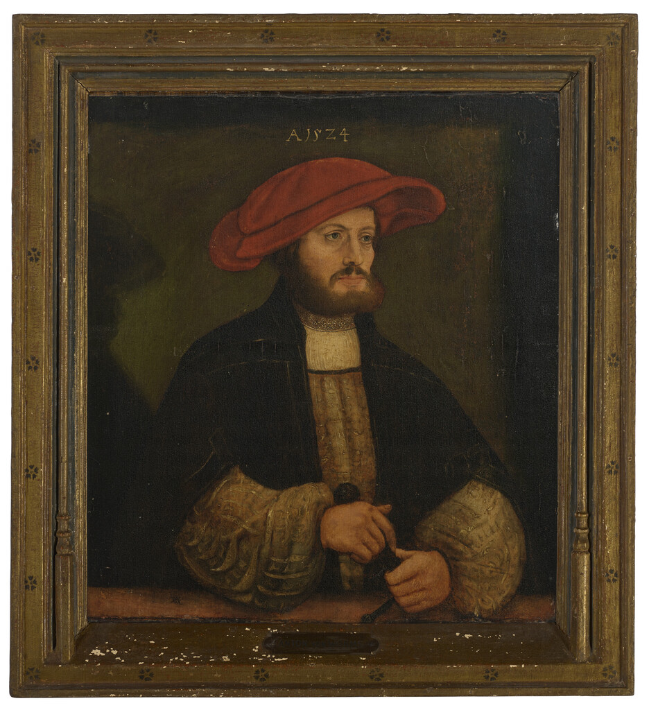 Portrait of a gentleman in a red cap before a ledge, half-length