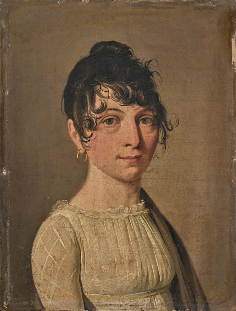Portrait of a Young Woman in a White Dress