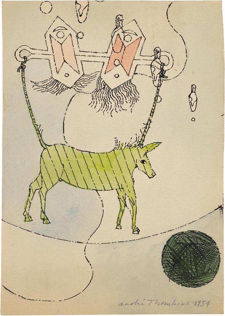 Ohne Titel (Schwebsel mit grünem Pferd)