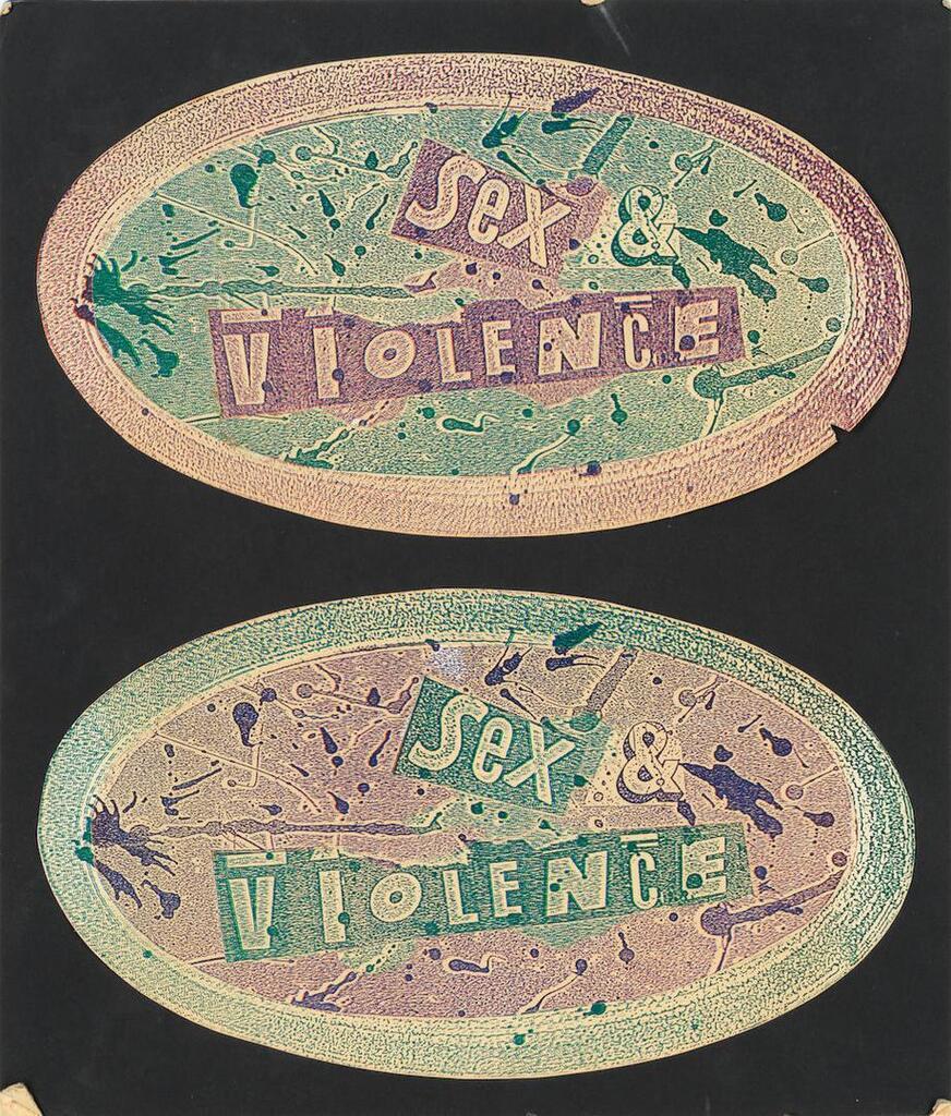Two Original Lithographic Decollages 'Sex & Violence'