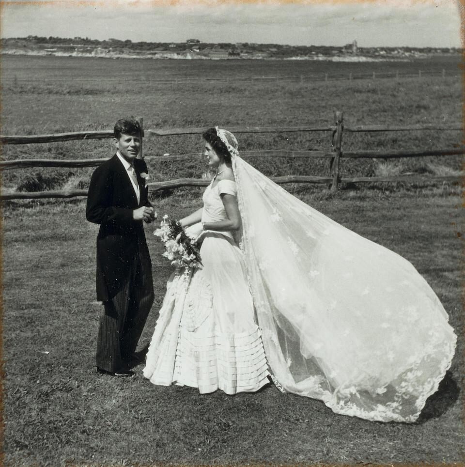 Jackie Bouvier Kennedy and John F. Kennedy at their Wedding, Newport, Rhode Island, September 12, 1953