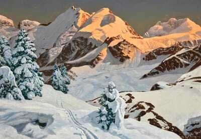The Bernina group in the Swiss Alps
