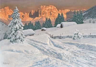 A View of the Rosengarten Massif, Dolomites