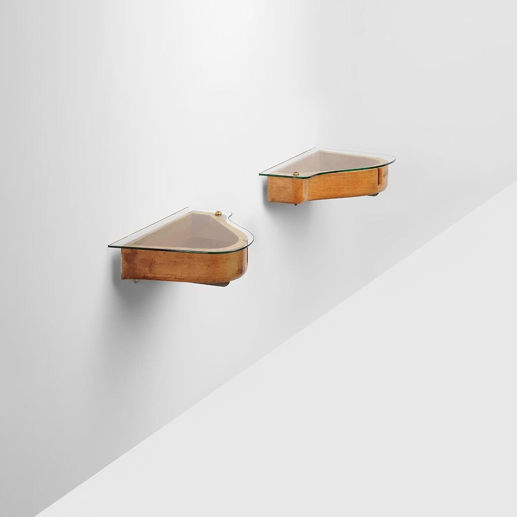 Unique pair of wall-mounted bedside tables from Casa Orengo, Turin