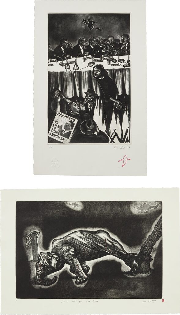 Thank You America (Anita Hill); and Those with Guns Eat First: plate 19, from The Tragedy of War