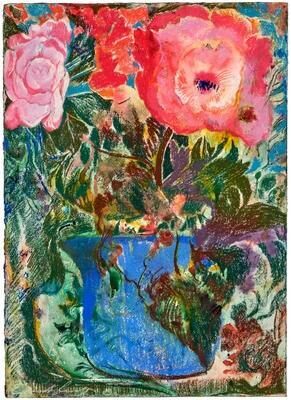 Flowers in a blue vase