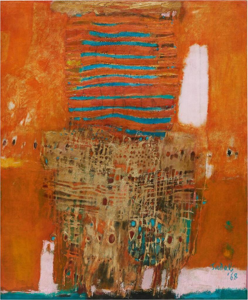 Composition with Orange Background