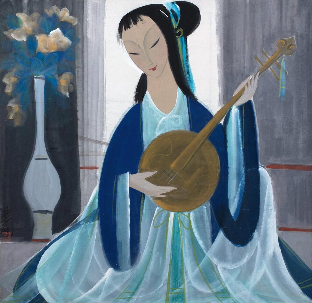 Lin Fengmian 林風眠, Lin Fengmian  Lady With A Moon Lute