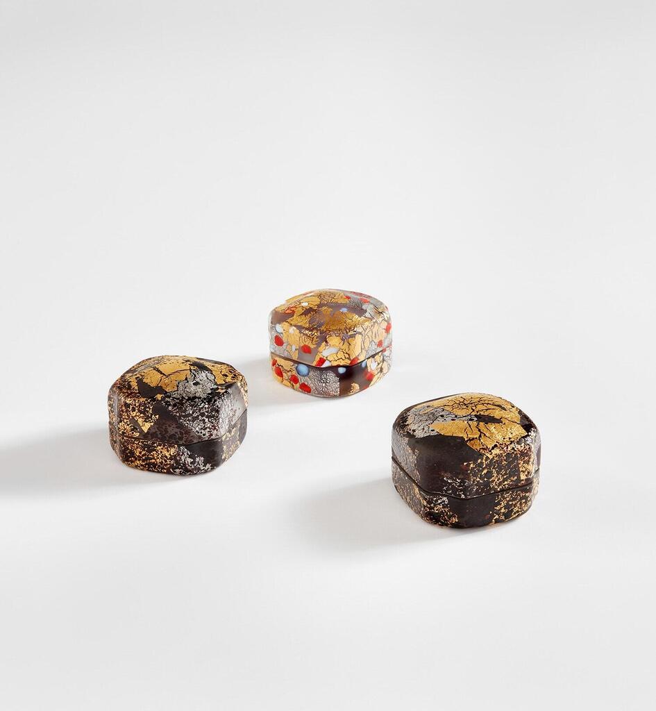 Group of three kazaribako (ornamented boxes)