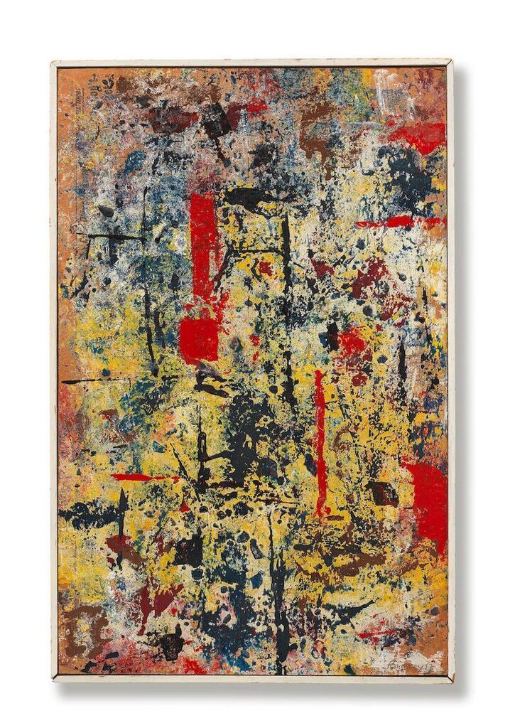 Tachiste Painting - Red, White, Blue