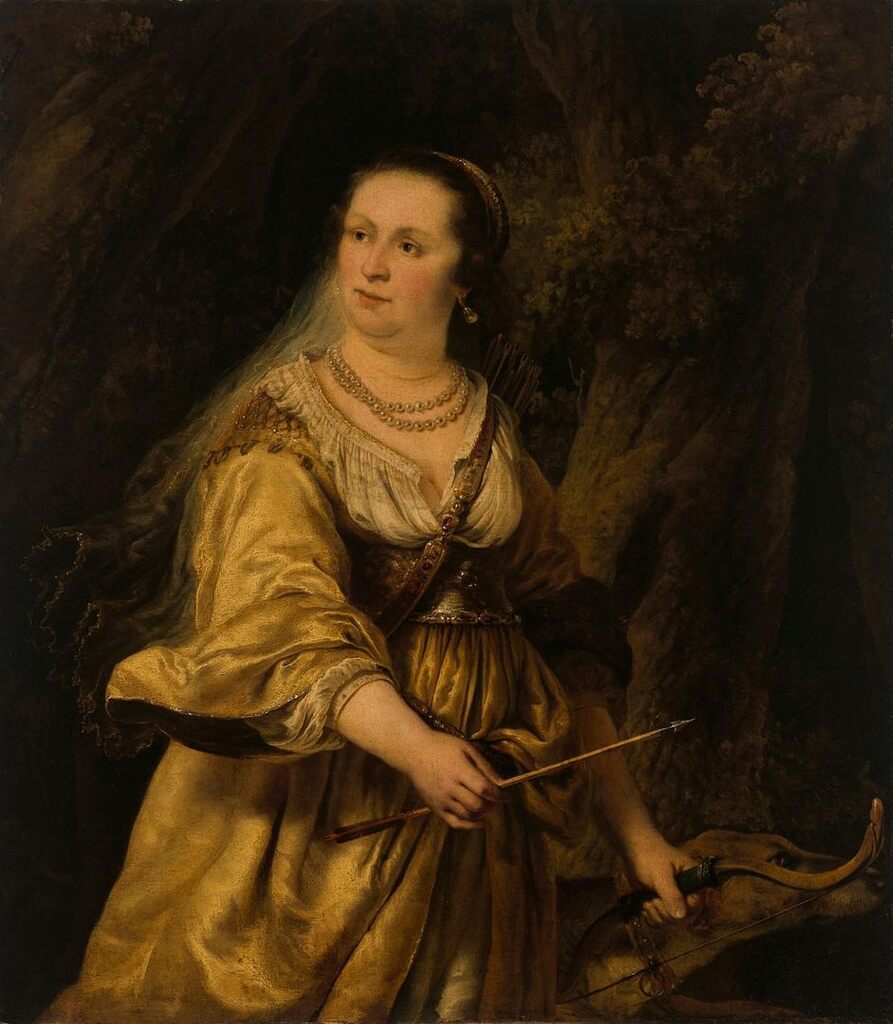 Portrait of a lady, three-quarter length, as Dido hunting