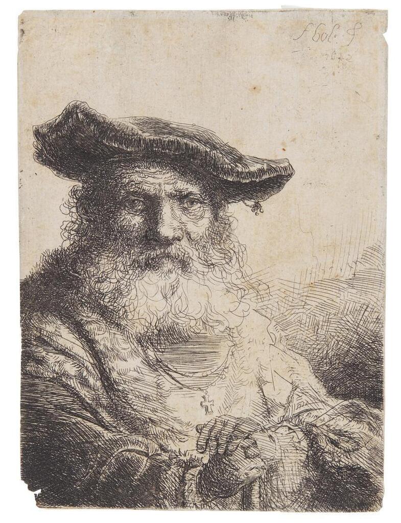 Old Man with a Flowing Beard and Cap (Hollstein 9)