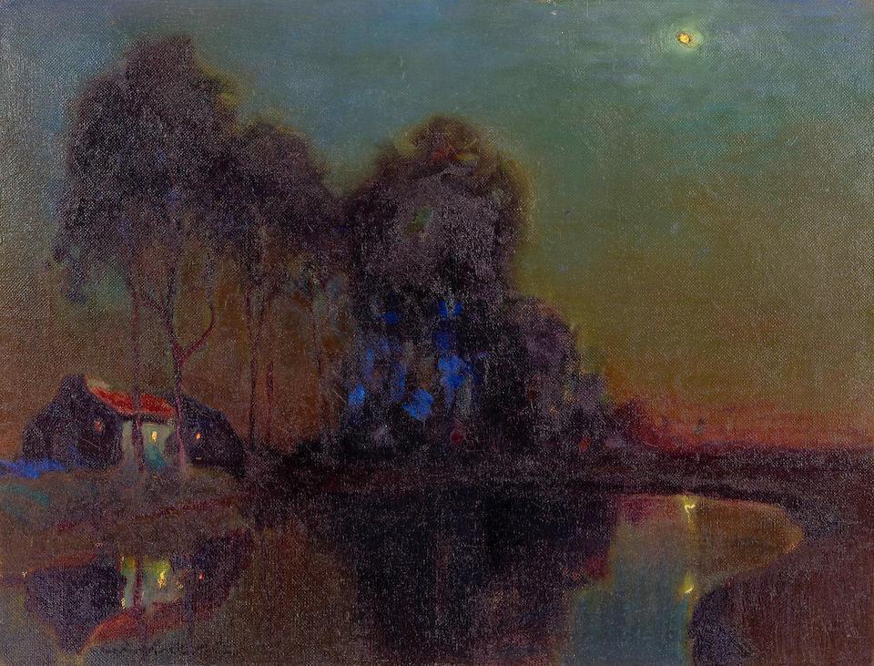 Moon over a pool
