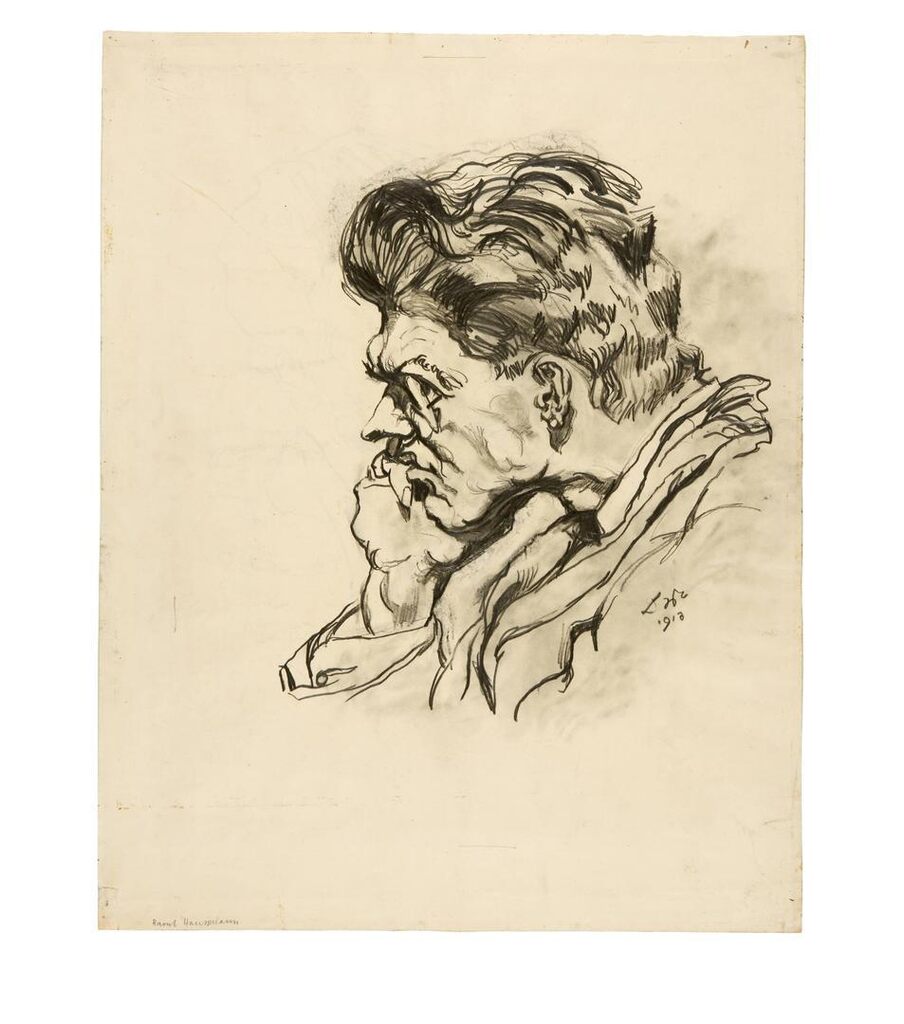Portrait Raoul Hausmann, im Profil nach links