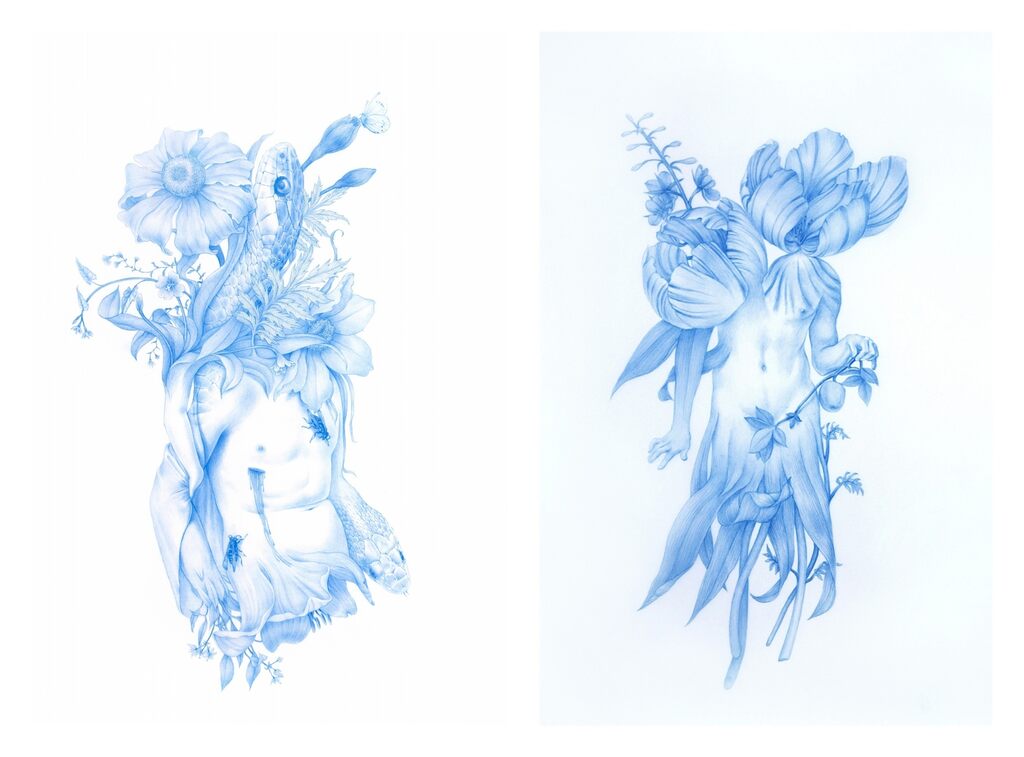 Torso No. 1, from Imaginary Europeans, (after The Dead Chris Supported By An Angel, Antonello Da Messina; Torso No. 2, from Imaginary Europeans, (after Adam & Eve, by Cranach),