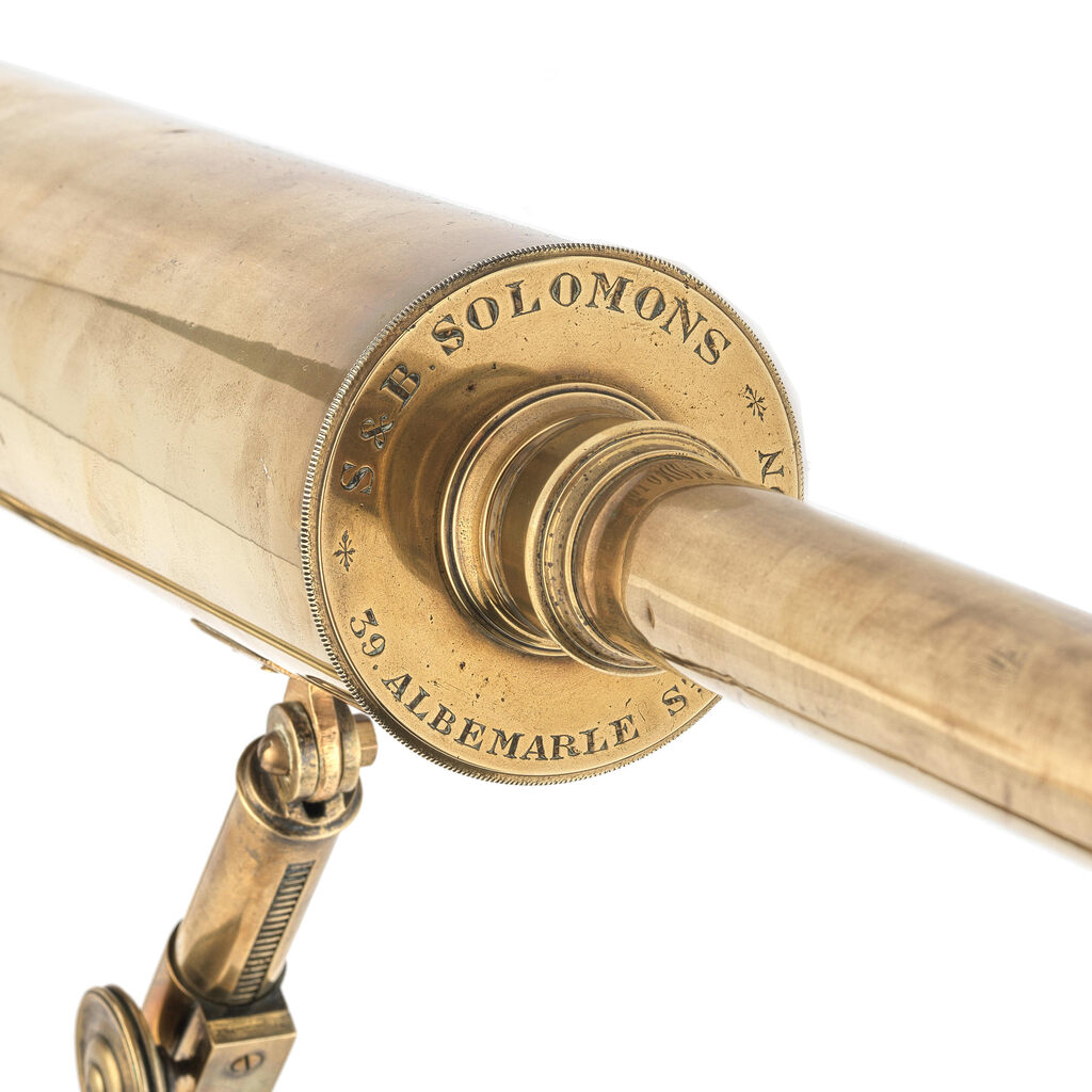 A S&B Solomons 3-inch Brass Refracting Telescope on stand
