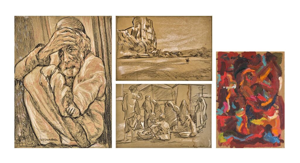 Untitled (Old Man); Untitled (Desert); Untitled (Market Scene); Untitled (Color Swatch)