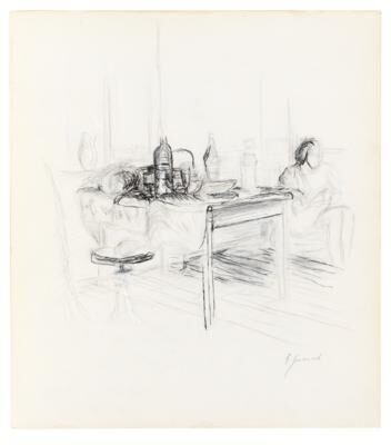 Woman Reading Next to a Laid Table