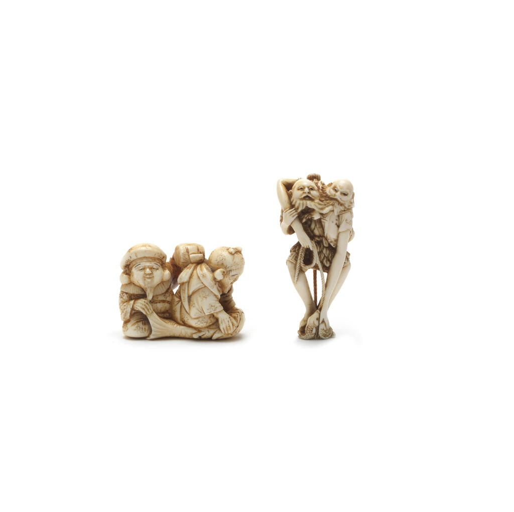Two ivory figure netsuke