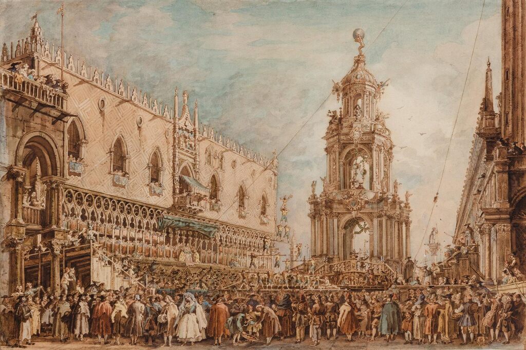 The Giovedì Grasso Festival before the Ducal Palace in Venice