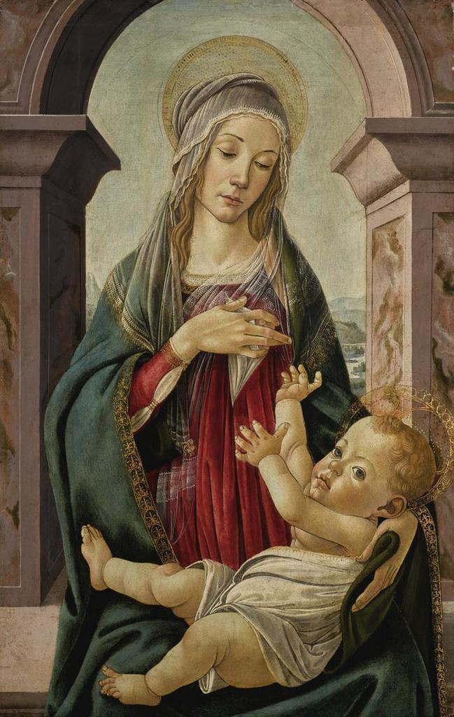 MADONNA AND CHILD, SEATED BEFORE A CLASSICAL WINDOW