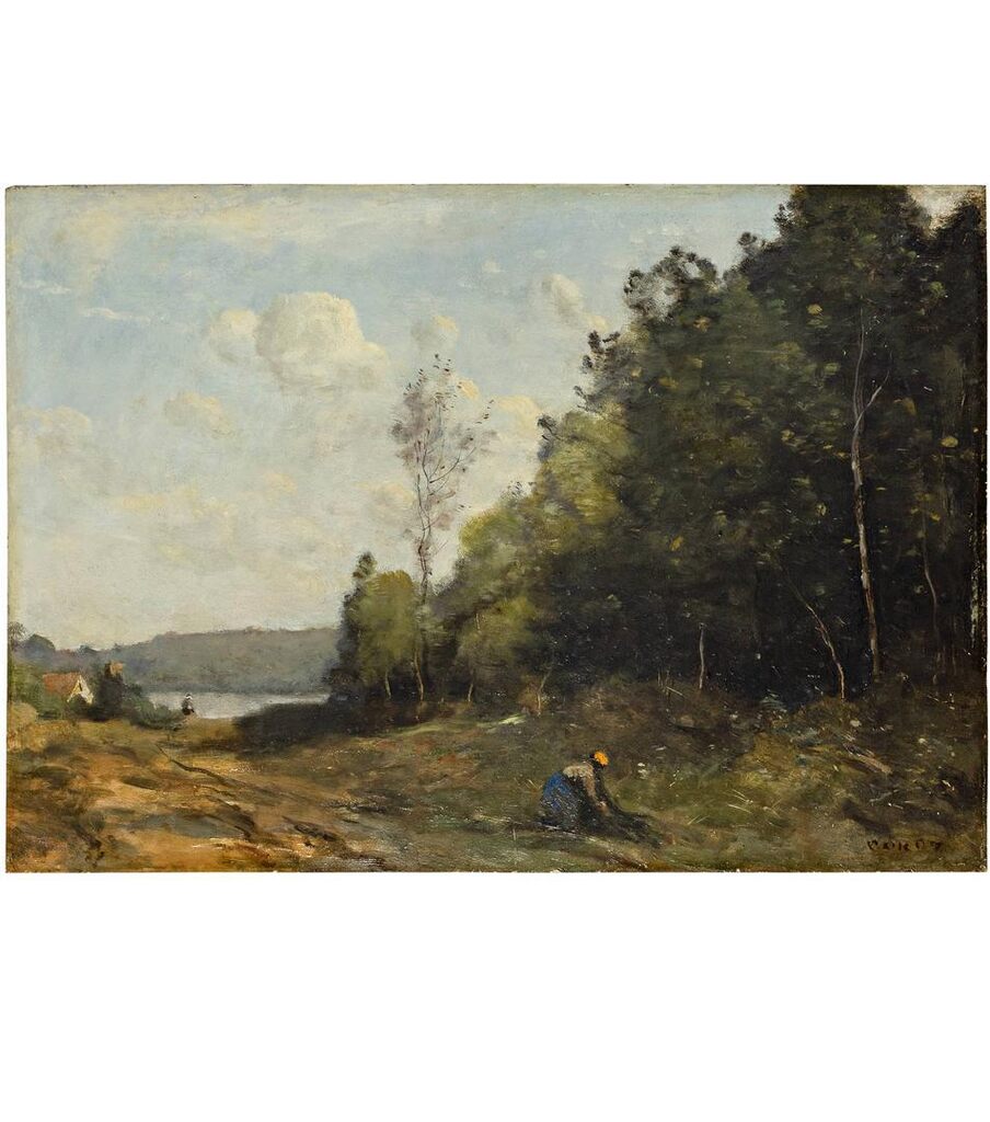 Bûcheronne à la lisière d'un bois