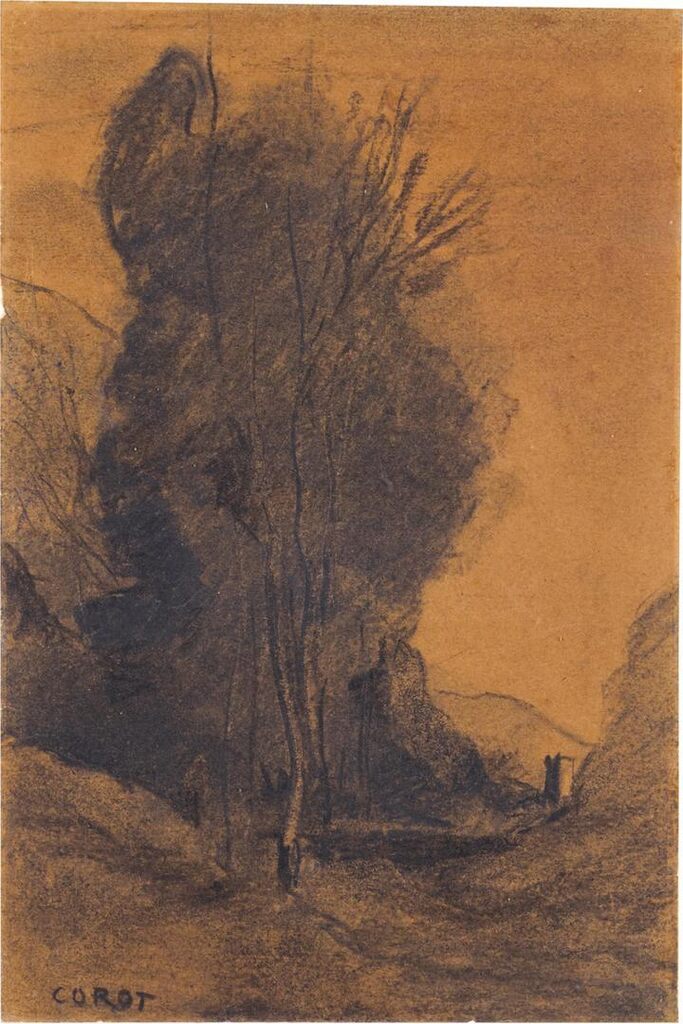 Study of Trees by a Country Lane leading to a Tower