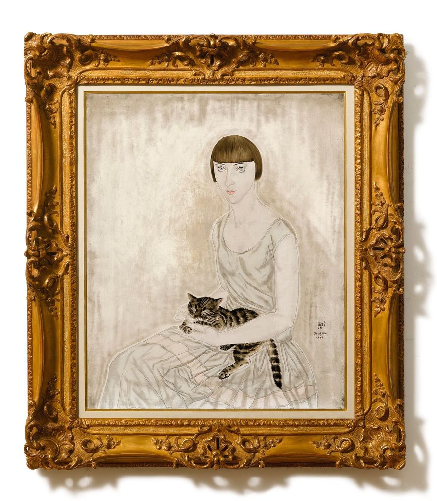 Tsuguharu Foujita, FEMME AU CHAT, PORTRAIT DE GHITA