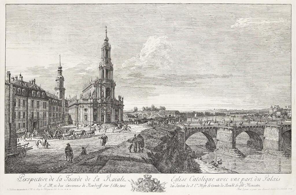 Perspective de la Faade de la Roale Eglise Catolique avec une part du Palais