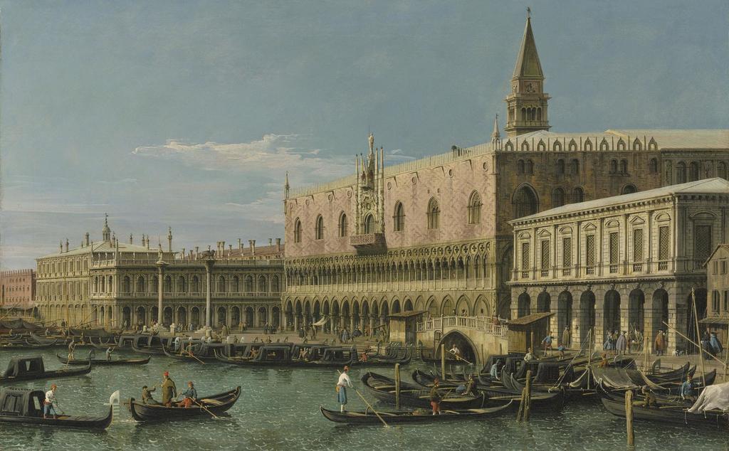 Venice, the Molo, with the Doge’s Palace, the Piazzetta and the Libreria, looking west