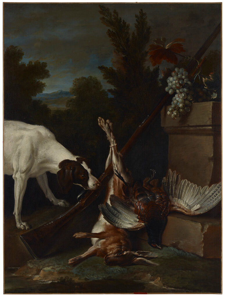 Pointer anglais et trophée de chasse