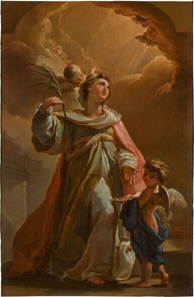 A sketch of Saint Lucy with a cherub